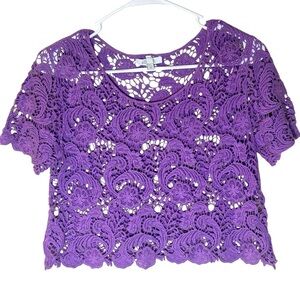 Delia*s Babydoll Crop Crochet Top Y2K Size M